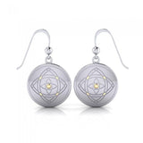 Be Focused, a life philosophy ~ Sterling Silver Jewelry Earrings Mandala with 14k gold accent - Jewelry