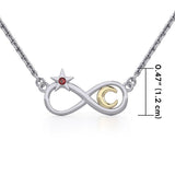 Infinity Moon and Star Silver and Gold Necklace with Gemstone MNC486 - Jewelry