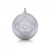 Hold your focus ~ Be Focused ~ A Sterling Silver Jewelry Pendant Mandala with 14k gold accent - Jewelry