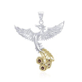 Soar as high as the Flying Phoenix ~ Sterling Silver Jewelry Pendant with 14k Gold and Crystal Accents MPD2912 - Jewelry