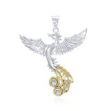 Soar as high as the Flying Phoenix ~ Sterling Silver Jewelry Pendant with 14k Gold and Crystal Accents MPD2912 - Jewelry