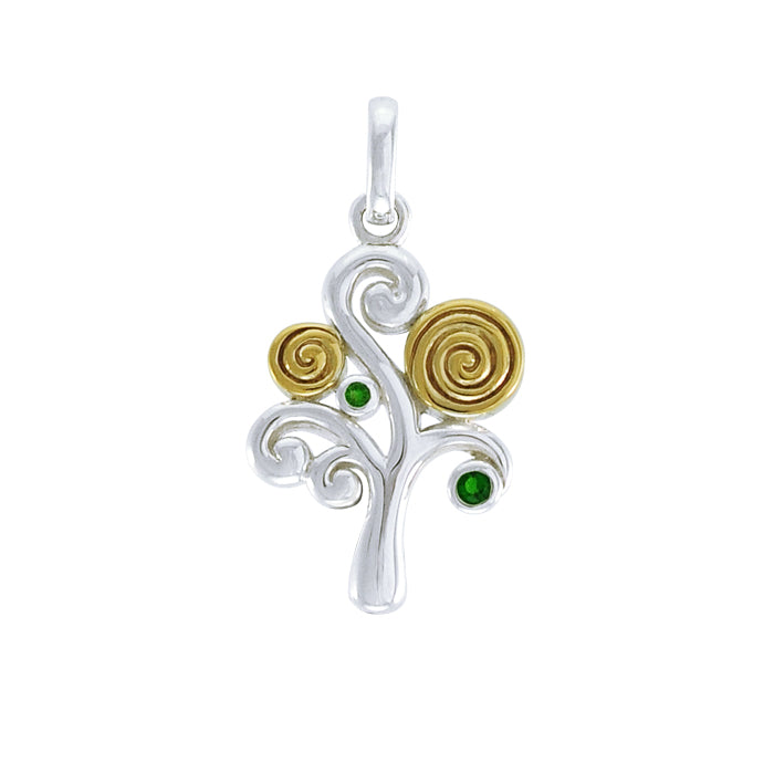 Modern Tree of Life Silver and Gold Pendant MPD3887