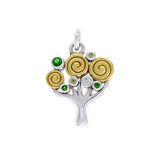Modern Tree of Life Silver and Gold Pendant MPD3889