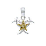 Triple Moon with Star Silver and Gold Pendant MPD4254