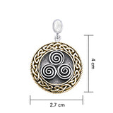 Celtic Triskelion Spiral Choice Spell Silver and Gold Pendant MPD4748