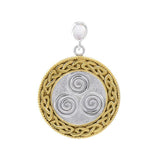 Celtic Triskelion Spiral Choice Spell Silver and Gold Pendant MPD4748 - Jewelry