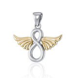 Infinity Angel Wing Silver and Gold Pendant MPD4950