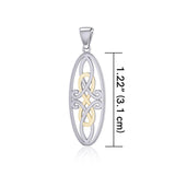 Celtic Woven Design in Oval Shape Silver and Gold Pendant MPD5233 - Jewelry
