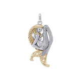 Celtic Mermaid Goddess Sterling Silver ad Gold Pendant MPD5256 - Jewelry