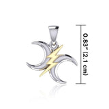 The Diagonal Power Moon Silver and Gold Pendant MPD5259 - Jewelry