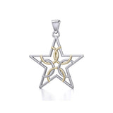 The Fifth Circle with Star Silver and Gold Pendant MPD5264 - Jewelry