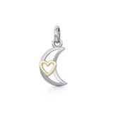 The Golden Heart in Crescent Moon Silver Pendant MPD5267 - Jewelry