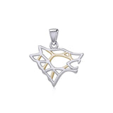 Geometric Wolf Silver and Gold Pendant MPD5270 - Jewelry