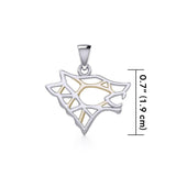 Geometric Wolf Silver and Gold Pendant MPD5270 - Jewelry