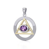 Eye of The Pyramid Silver and Gold Pendant MPD5297 - Jewelry