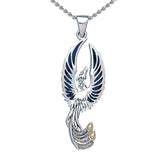 Alighting breakthrough of the Mythical Phoenix Silver and Gold Pendant MPD5680 - Jewelry