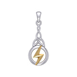 Zeus God Lightning Bolt with Celtic Trinity Knot Silver and Gold Pendant MPD5898