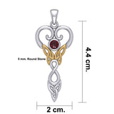 Celtic Infinity Goddess with Birthstone Silver and Gold Accents Pendant MPD5960