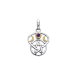 Moon Pentacle Silver and Gold Pendant - Magicksymbols