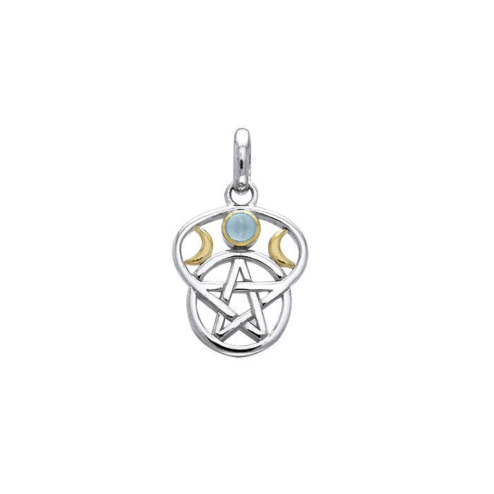 Moon Pentacle Silver and Gold Pendant MPD832