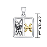 Pisces Zodiac Symbol Silver Pendant MPD913 - Jewelry