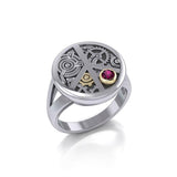 Peace Steampunk Sterling Silver and Gold Ring MRI1265 - Jewelry