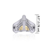 Whale Tail Steampunk Sterling Silver and Gold Ring MRI1266 - Jewelry