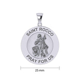 Saint Rocco or St. Roch Silver Medal Pendant (Large 25 mm.) TPD5462 - Jewelry