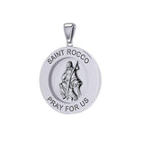 Saint Rocco or St. Roch Silver Medal Pendant (Large 25 mm.) TPD5462