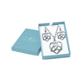 Silver Trinity Heart Pendant Chain and Earrings Box Set SET026 - Jewelry