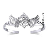 Celtic Pegasus Horse with Wing Silver Cuff Bracelet TBA276 - Jewelry