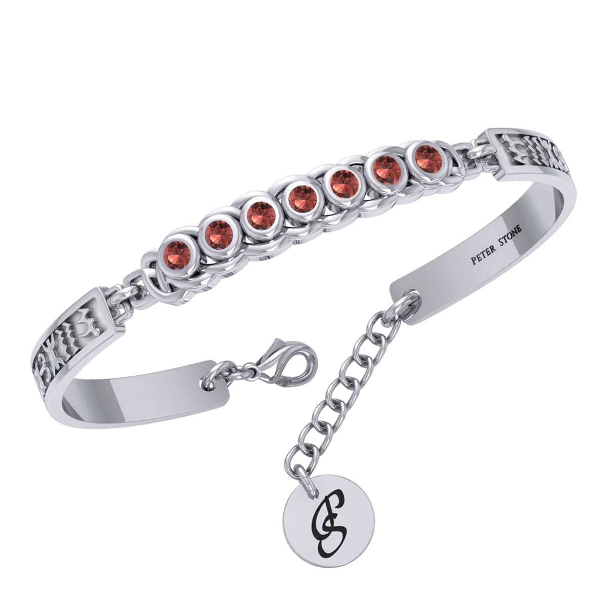 Celtic Silver Bracelet with Chakra Gemstones and Astrology Symbols TBA286