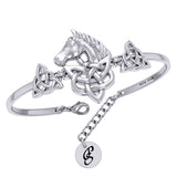 Triquetra and Celtic Horse Silver Cuff Bracelet TBA288