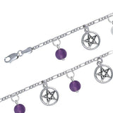 Pentacle with Bead Ball Sterling Silver Bracelet TBL037