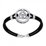 Celtic Trinity Knot Circle Leather Cord Bracelet TBL191 - Jewelry