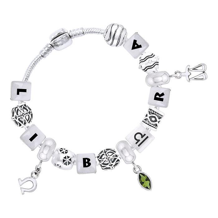 Libra Astrology Bead Bracelet with Gem TBL323 - Jewelry