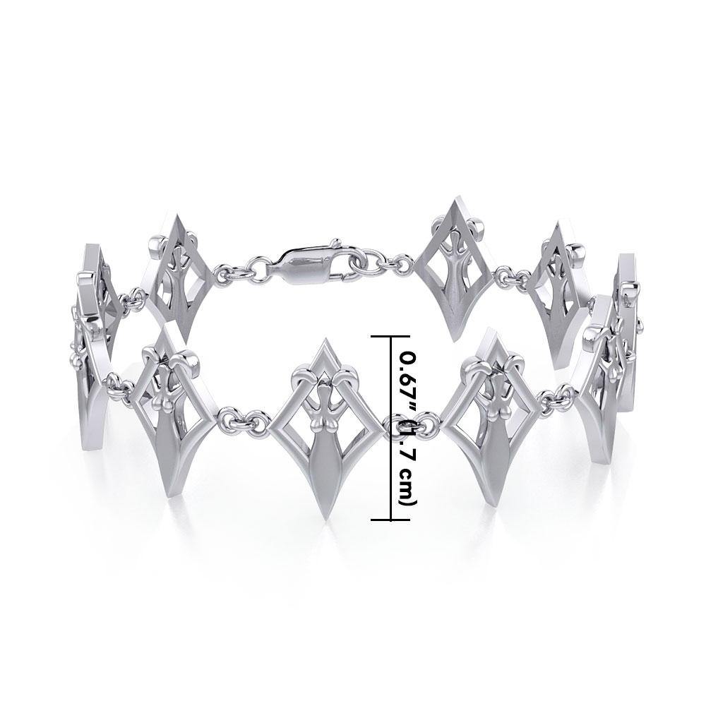 Goddess in Diamond Frame Silver Link Bracelet TBL392 - Jewelry