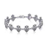 Silver Heart with Marcasite Link Bracelet TBL395 - Jewelry