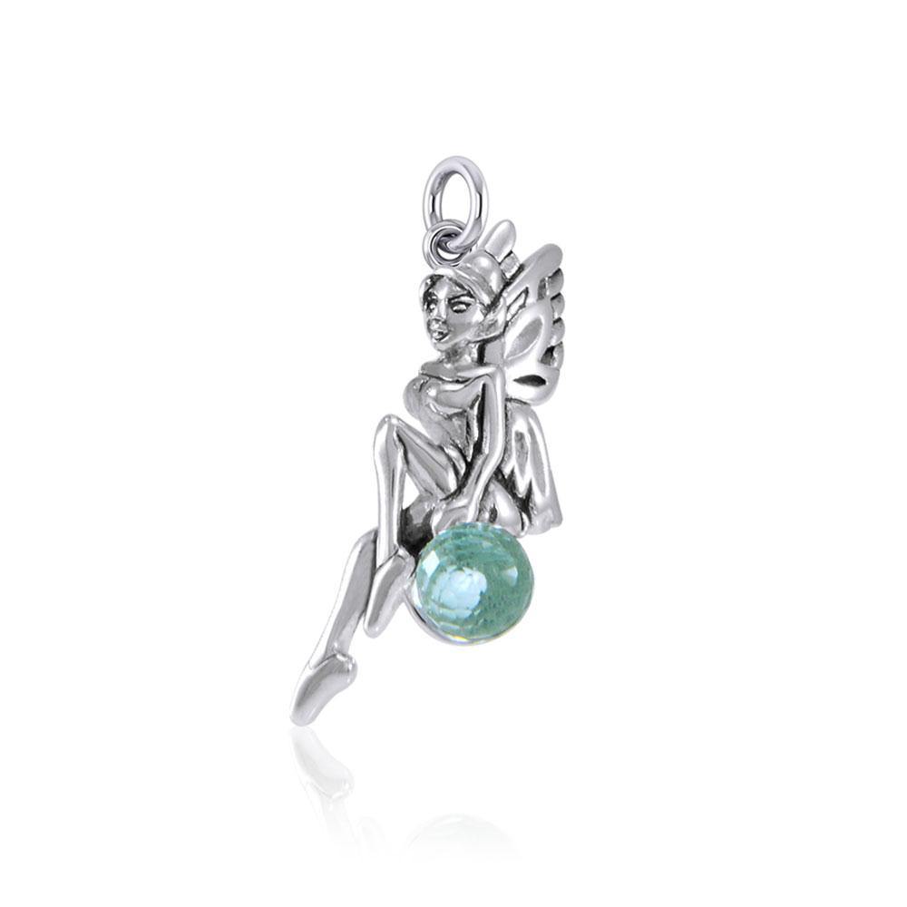 Enchanted Fairy Silver Charm with Crystal TCM636 - Jewelry
