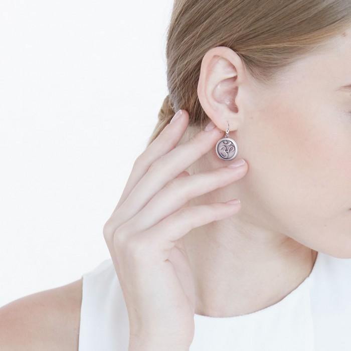 Om Meditation Silver Earrings TE1052 - Jewelry