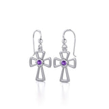 Silver Cross Earrings with Gemstone TE1150 - Jewelry