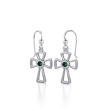 Silver Cross Earrings with Gemstone TE1150 - Jewelry