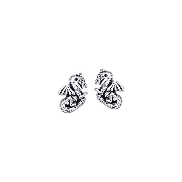 Silver Dragon Post Earrings TE1155 - Jewelry
