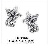 Flying Dragons Silver Post Earrings TE1156 - Jewelry