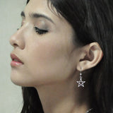 Silver Pentagram Pentacle Earrings TE1171