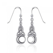 Celtic Triquetra with Crescent Moon Sterling Silver Earrings TE2565