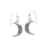 TE2914 Celtic Spiral Crescent Moon Earrings