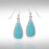 Pear Cabochon Gemstone Silver Earrings TE2942 - Jewelry