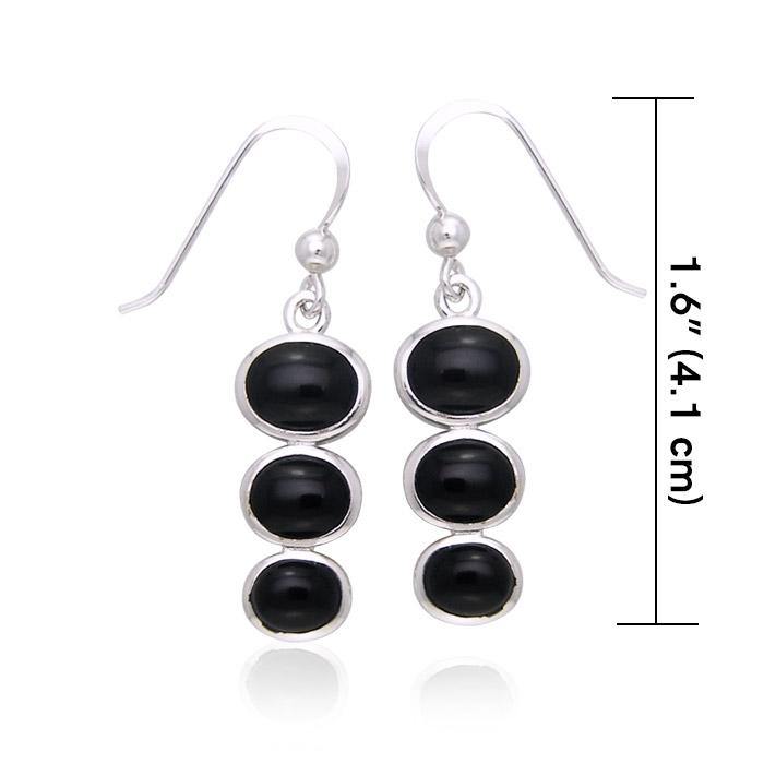 Round Tiered Cabochon Silver Earrings TER039 - Jewelry
