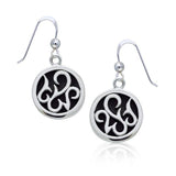 Round Silver Earrings with Inlay Stone TER1262 - Jewelry